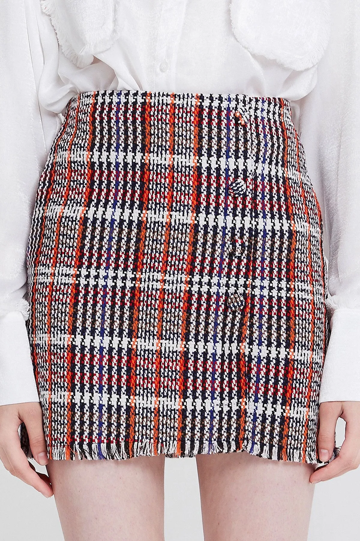 Kaitlyn Buttoned Plaid Skirt