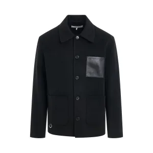 Leather Pocket Workwear Jacket in Black