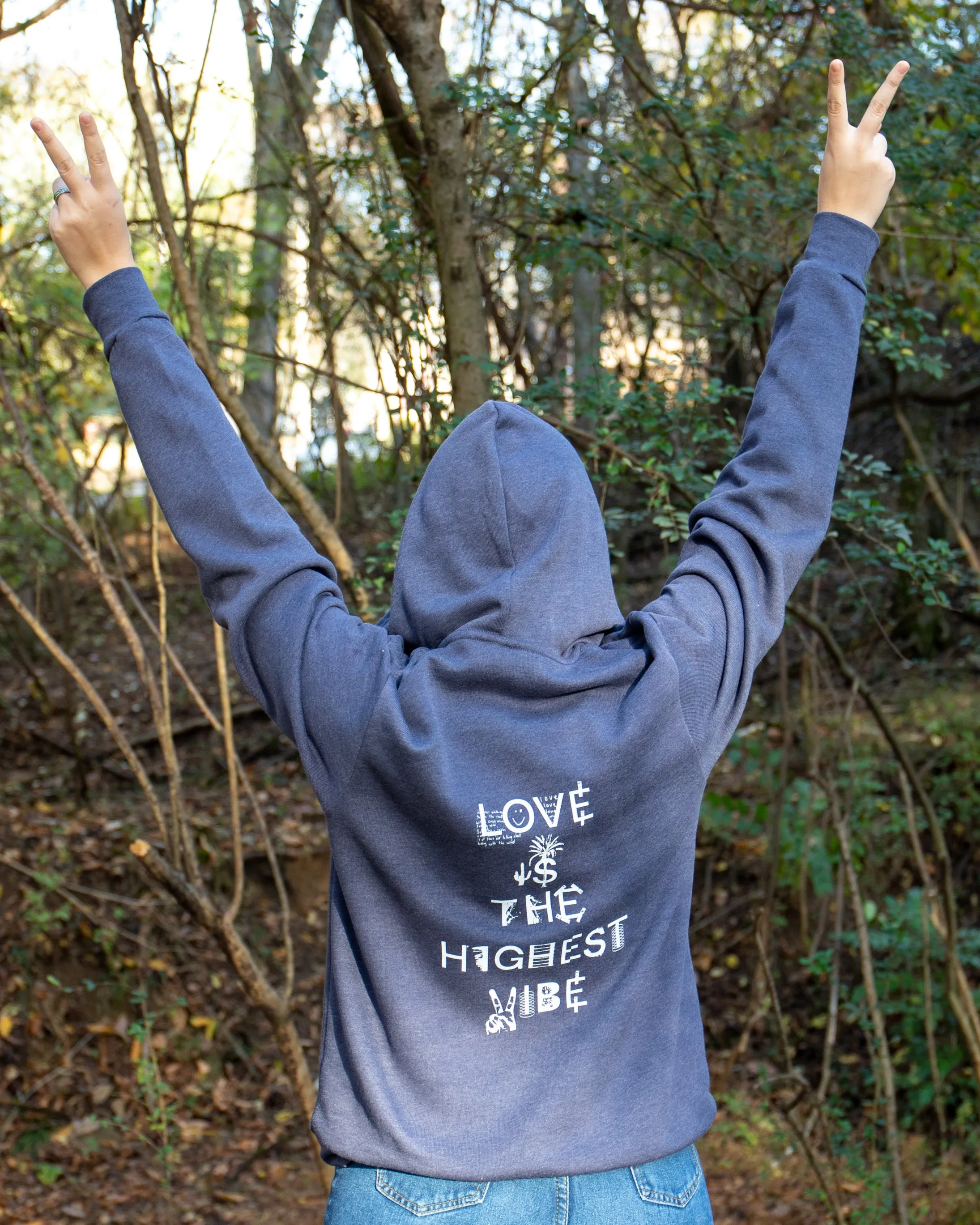 Love is the Highest Vibe - Heather Navy Hoodie