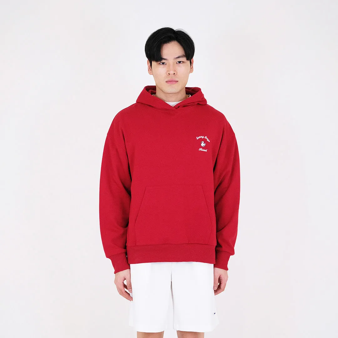 Men Embroidery Oversized Hoodie - Dark Red - SM2312182C