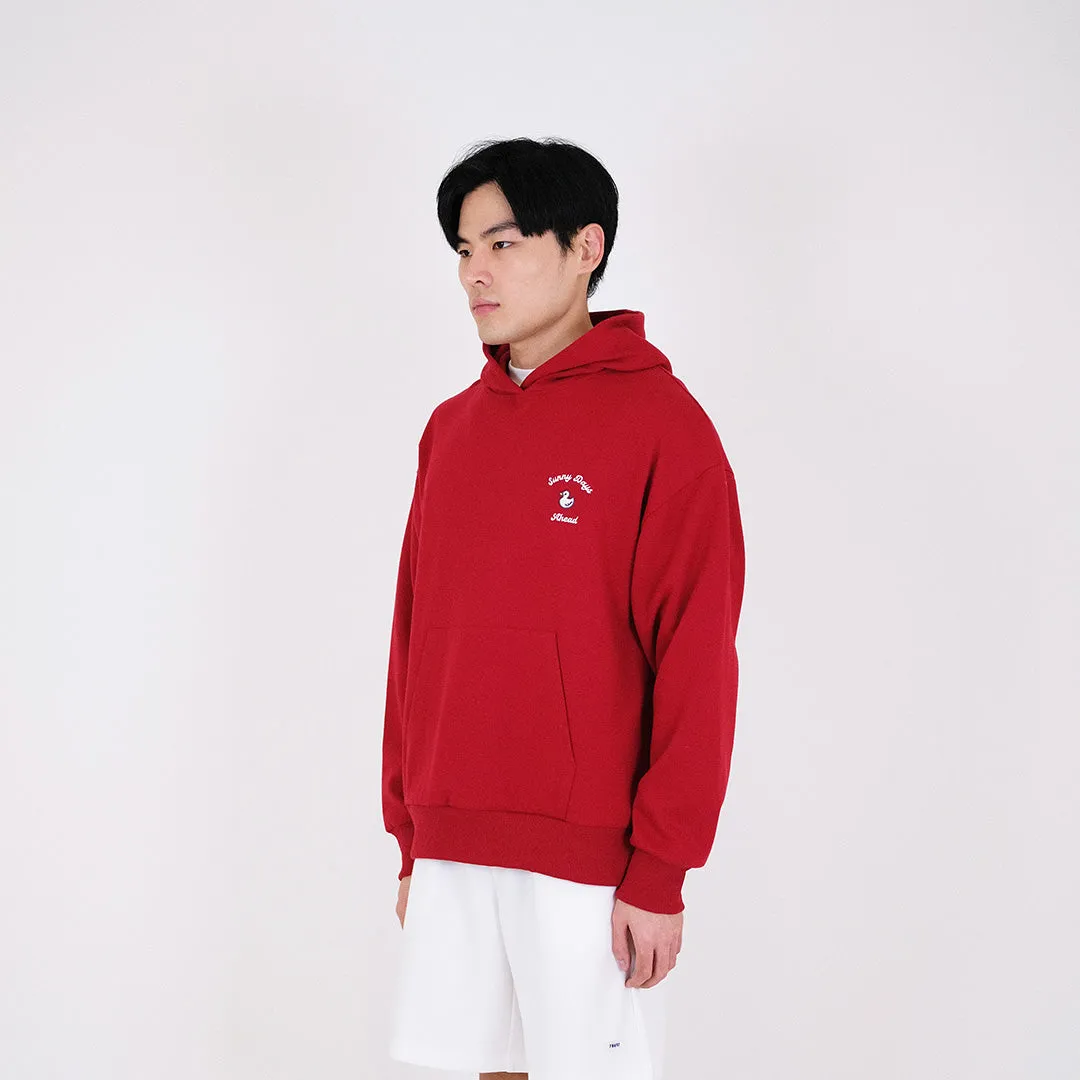 Men Embroidery Oversized Hoodie - Dark Red - SM2312182C