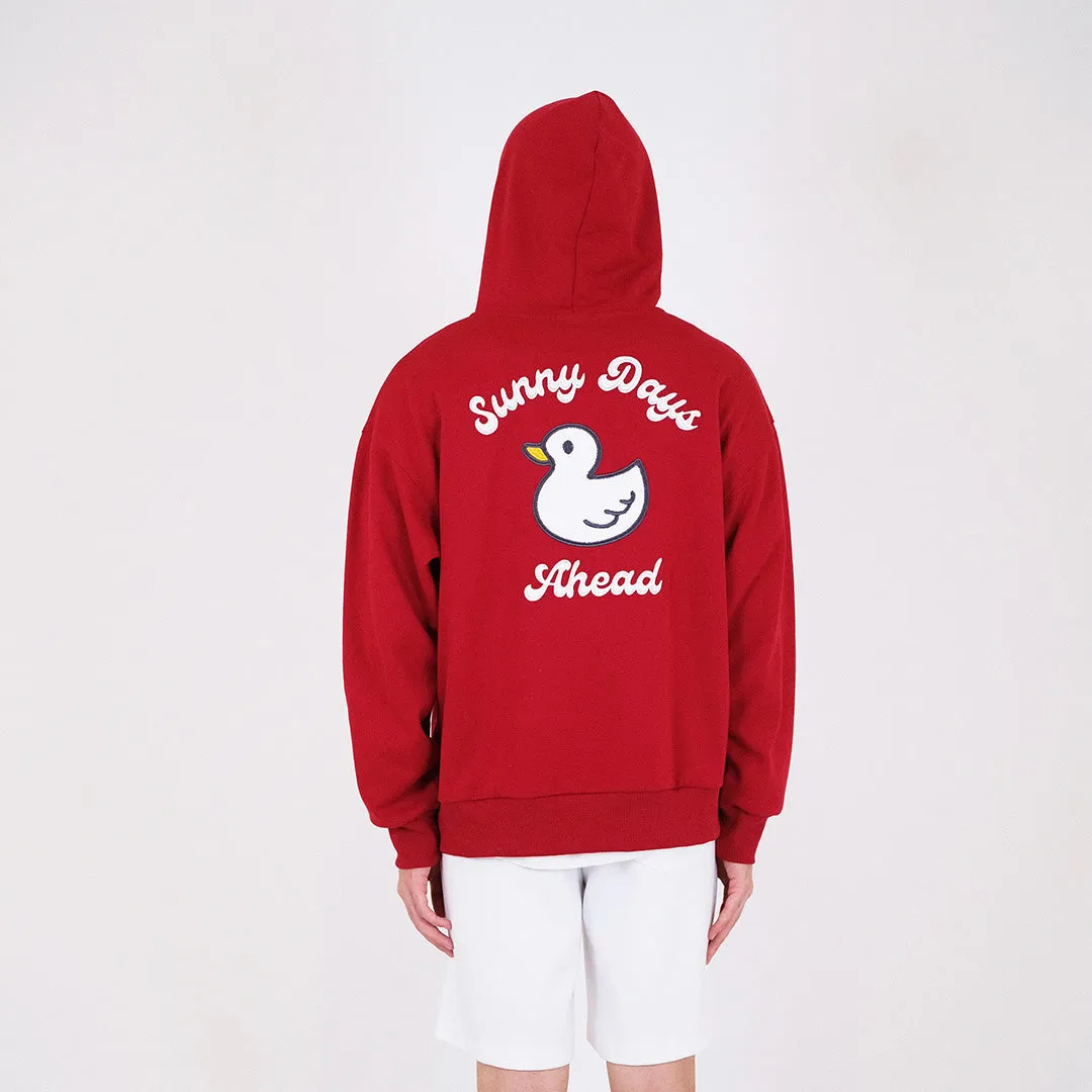 Men Embroidery Oversized Hoodie - Dark Red - SM2312182C