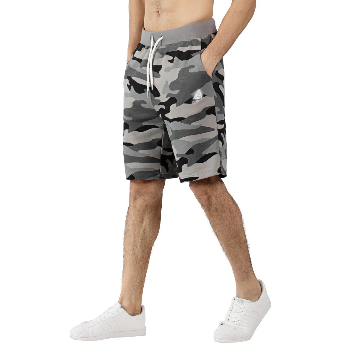 Mens sports Shorts  with a Camouflage colours and Reflective Printed logo