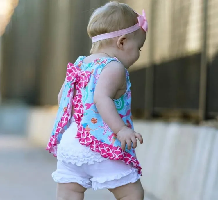 NEW AnnLoren - Toddler & Big Girls White Ruffle Butt Shorts 12-24 months