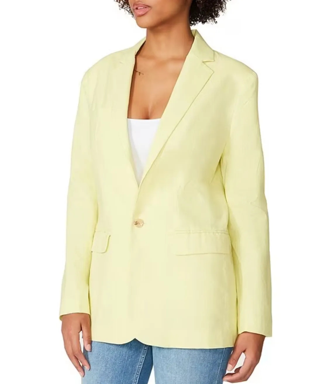 On The Edge Linen Blazer - Sunny Lime