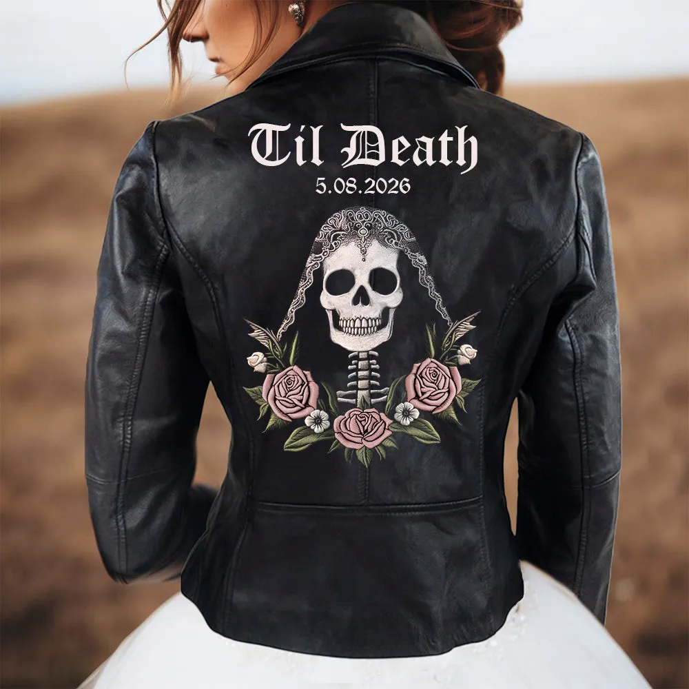 (Real Leather) Personalized Til Death Leather Jacket for Her