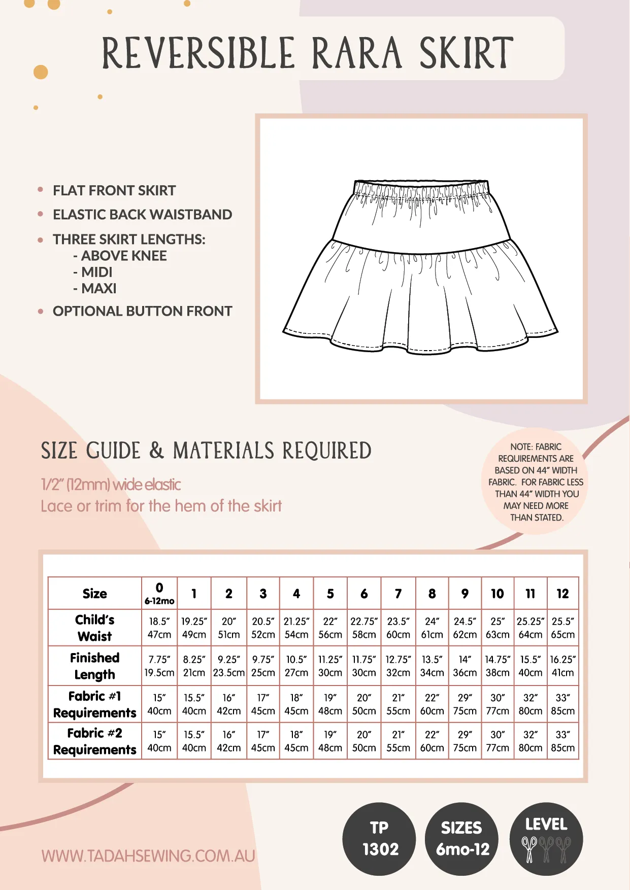 Reversible RaRa Skirt Sewing Pattern