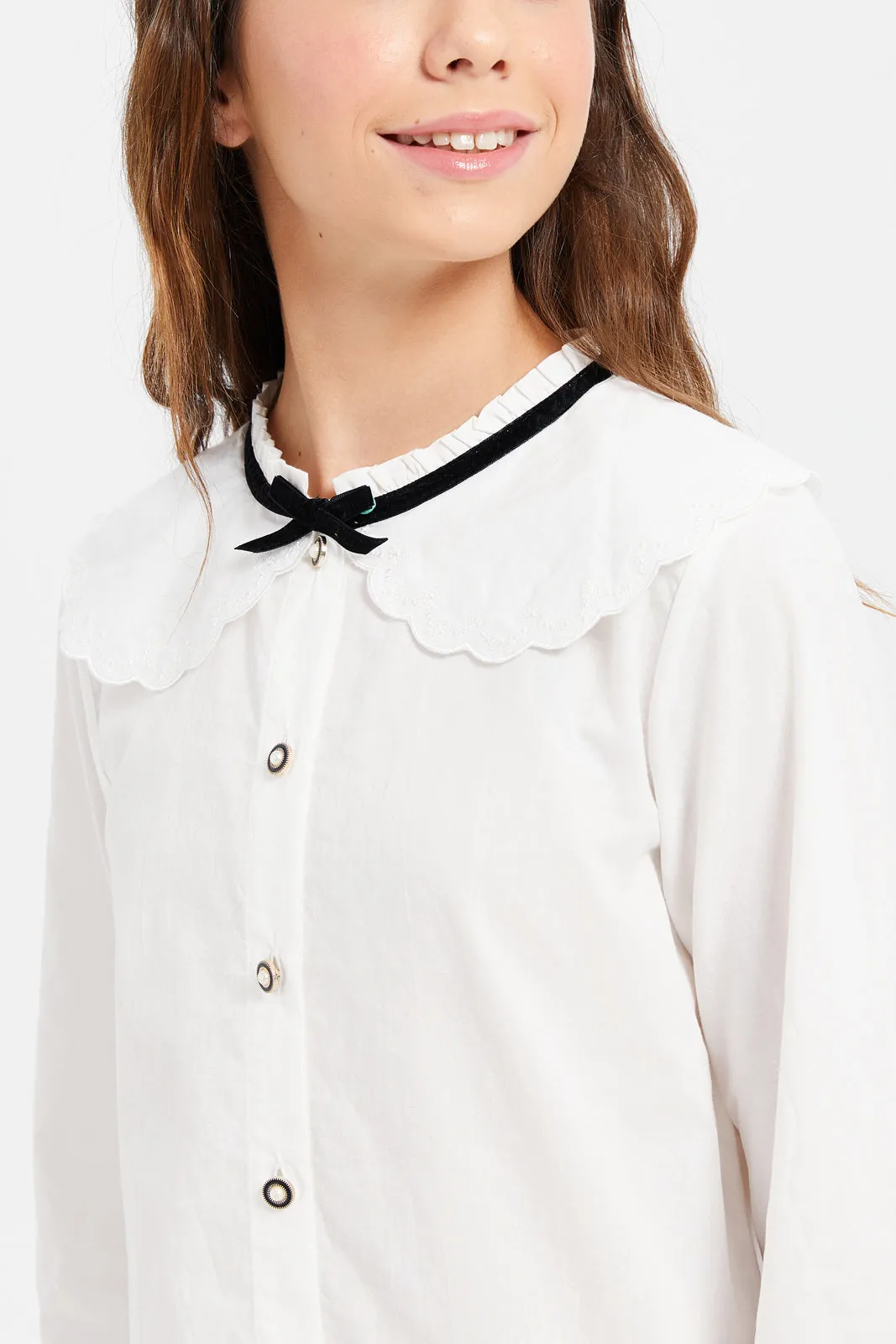 Senior Girls White Peter Pan Collar Blouse