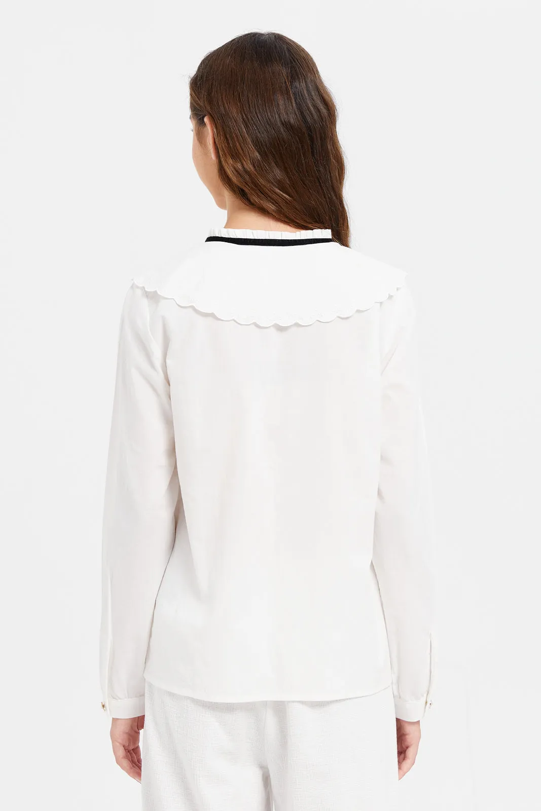 Senior Girls White Peter Pan Collar Blouse