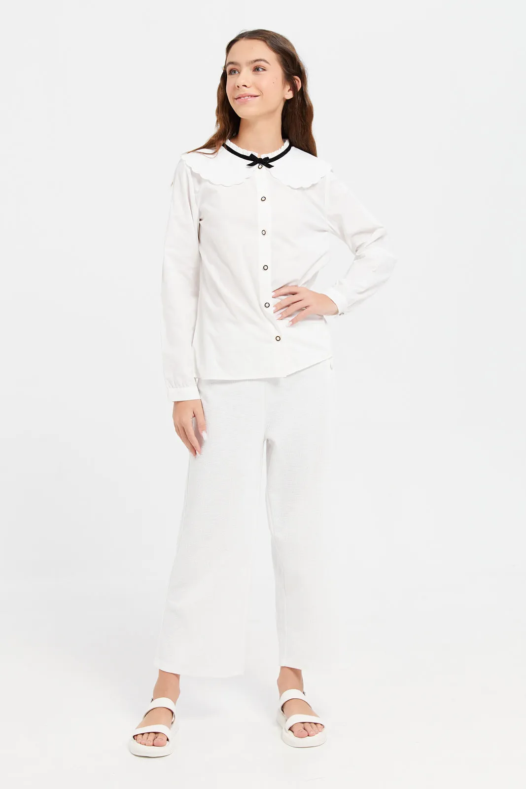 Senior Girls White Peter Pan Collar Blouse