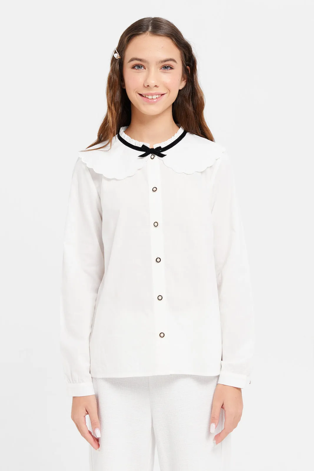 Senior Girls White Peter Pan Collar Blouse