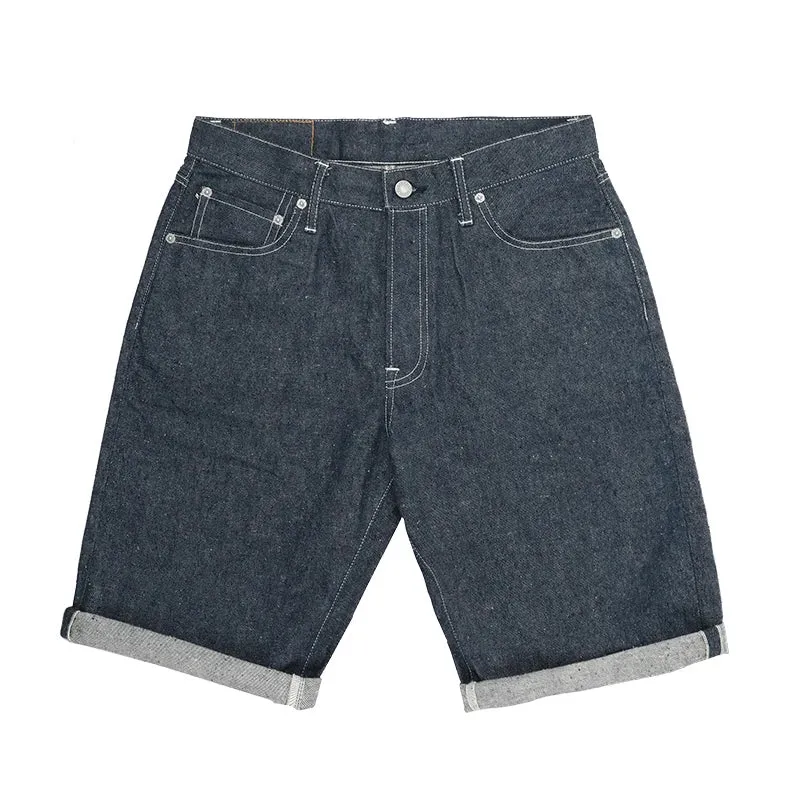 Snow Wash Raw Denim Shorts For Men - Relaxed Fit