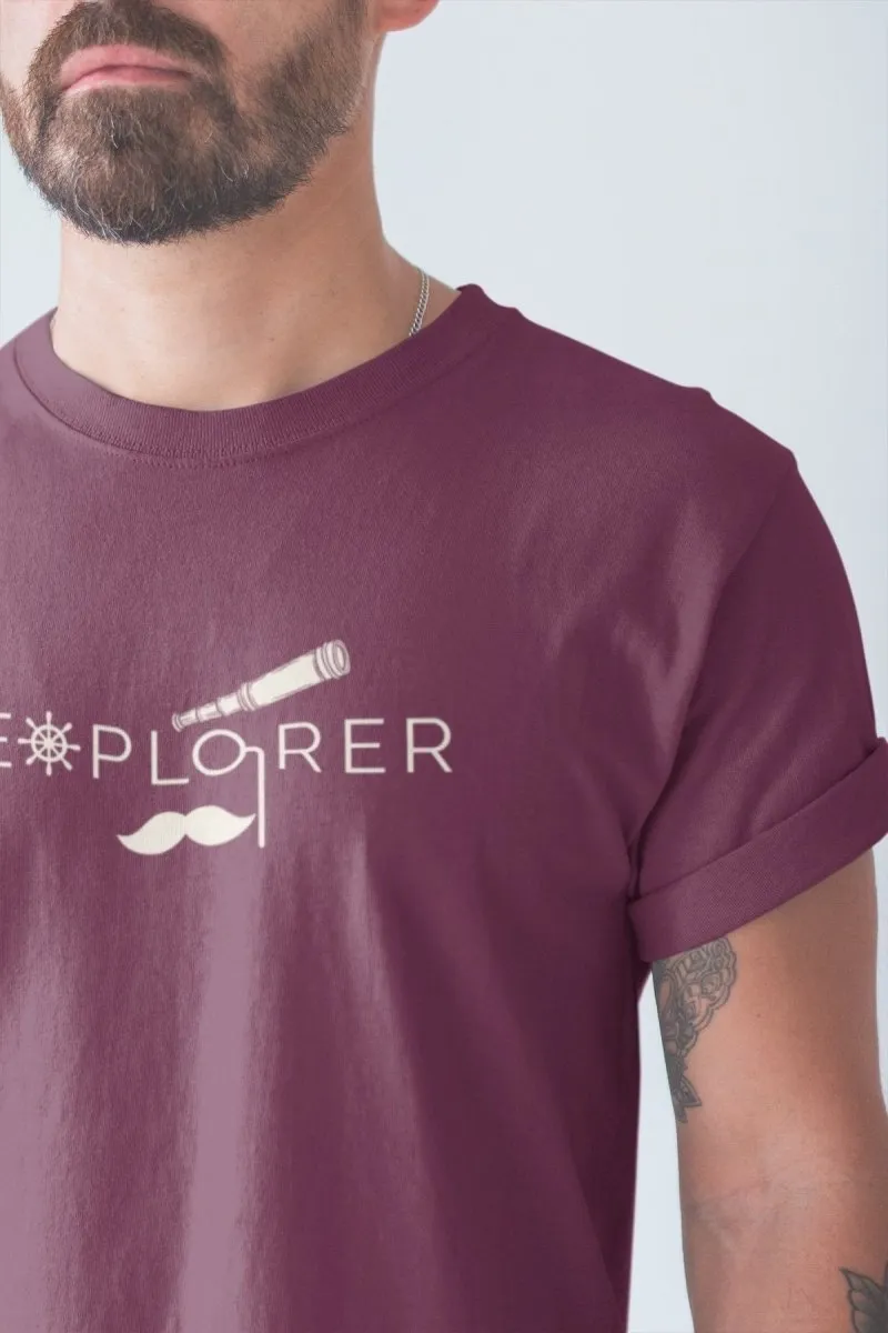 Sustainable T-Shirt | Recycled Plastic   Recycled Cotton Blend | Explorer Design (Mauve)