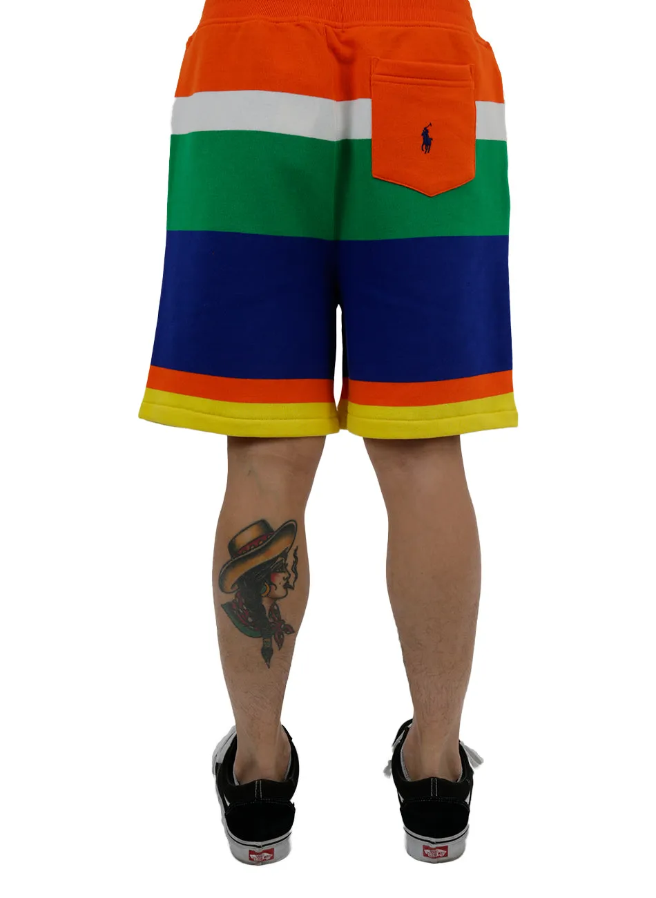 Vibrant Fleece Lounge Shorts - Sunset Orange Multi