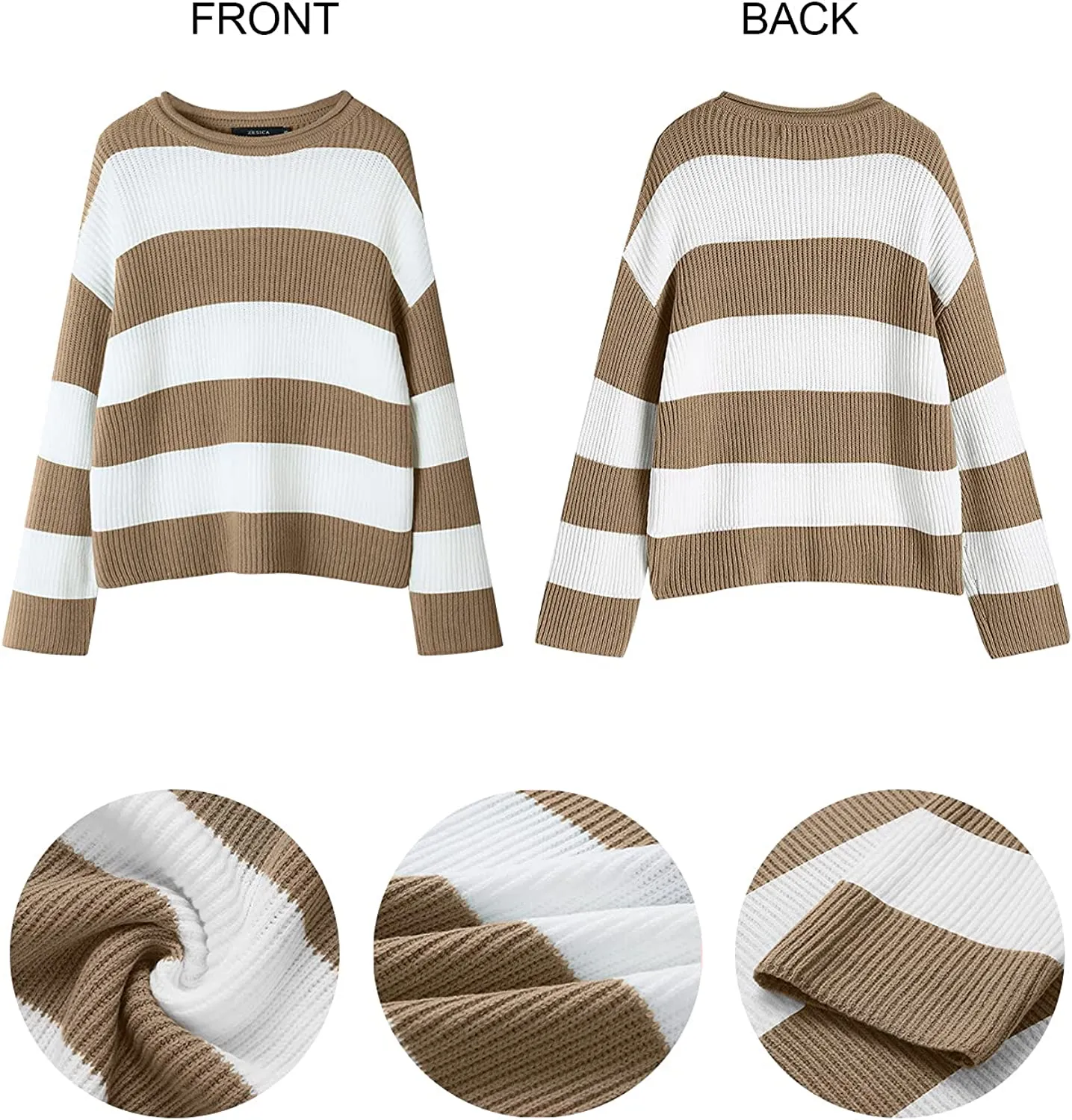 Wenkouban-Christmas Thanksgiving outfits_Women's Striped Color Comfy Knitted Sweater