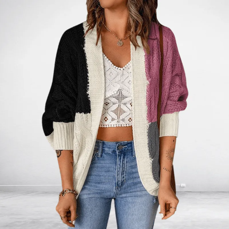 Women's Color Block Knit Cardigan Sweater