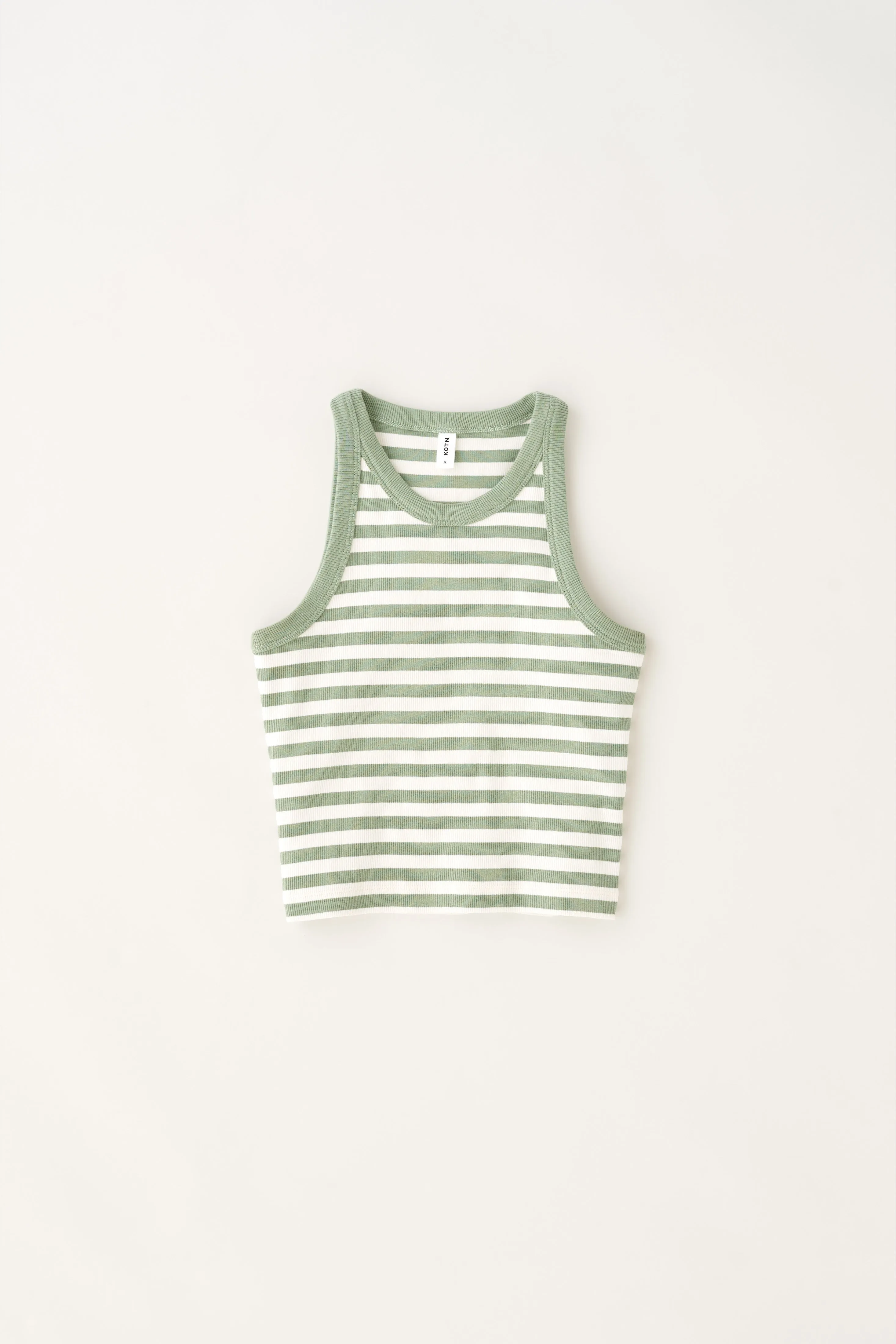 Women's Crop Racer Tank in Hedge Green/Marshmallow