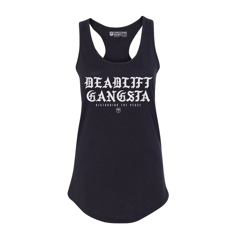 Women's Deadlift Gangsta - on Black Racerback