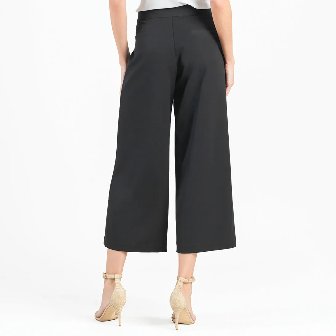 Woven Twill - Zip Closure Front Pocket Cropped Trouser - Black - Final Sale!